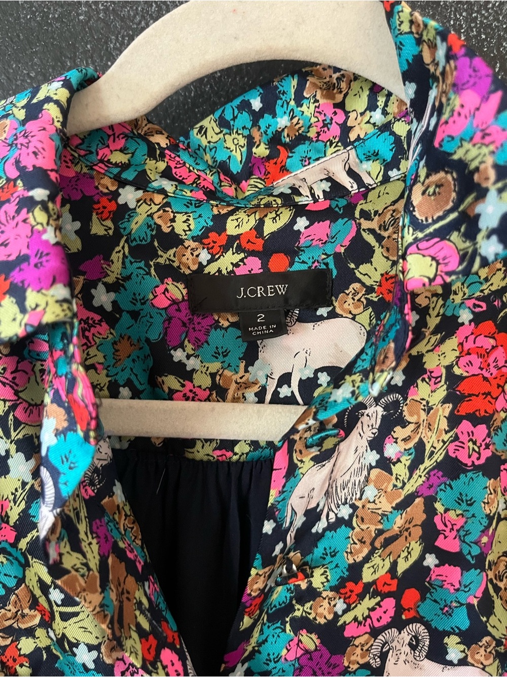 J. Crew Pleated midi dress in grazing goats print size 2 euc - Picture 7 of 11